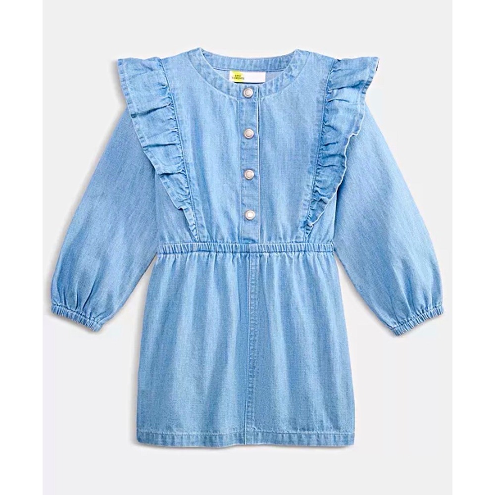 Epic Threads Girls Ruffled Denim Shirtdress Dress, Medium, NWT